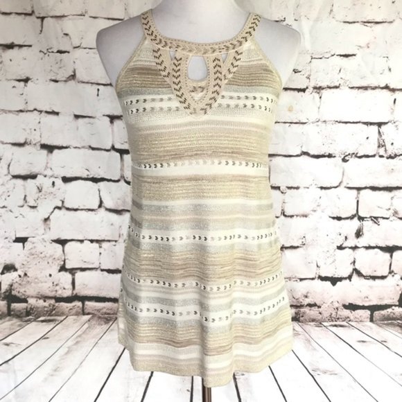 WHBM Warm Neutral Embellished Halter Top - Picture 3 of 7